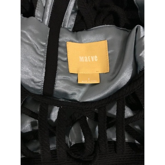 Anthropologie Maeve Black Aria Lattice Cut Fit & Flare S/S Mini Dress - Size 2 - Picture 5 of 13